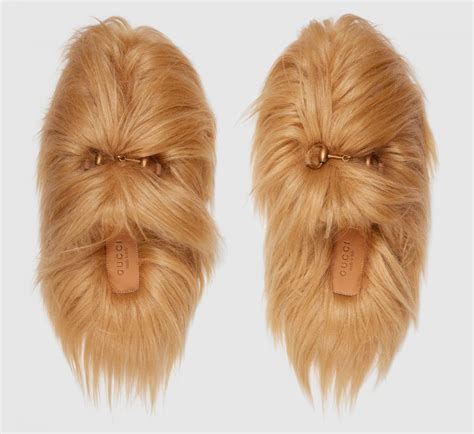 gucci goat hair slipper|gucci chewbacca slippers.